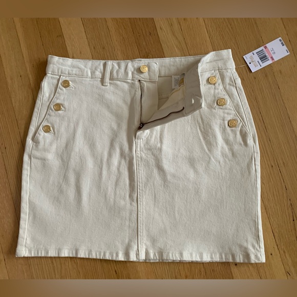 NWT MICHAEL KORS BONE MINI DENIM JEAN SKIRT SIZE 10 - Picture 2 of 9